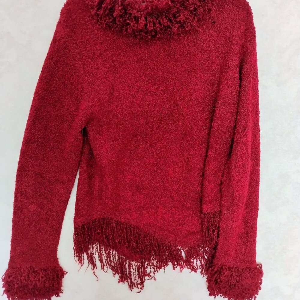 Baluchi Red Fringe Boucle Sweater Size L/XL